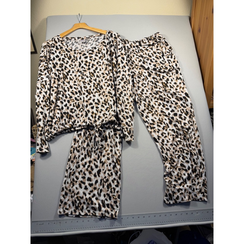 Secret Treasures Leopard Print Pajama Set XL 16-18 Drawstring Sleepwear Set